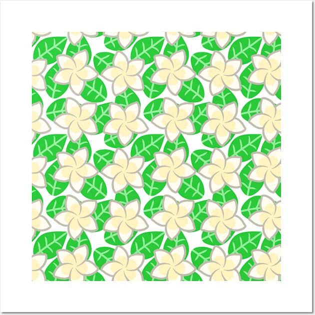 Frangipani Flower Pattern Wall Art by BiscuitSnack